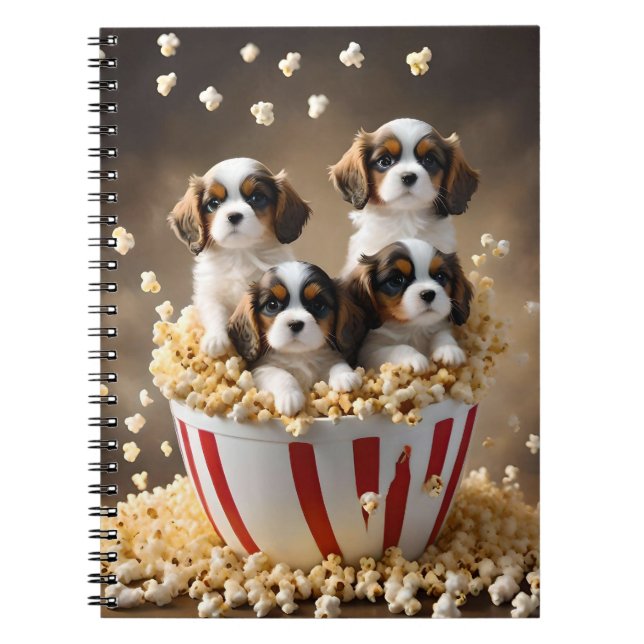 Quads Cavalier Spaniel Welpen im Popcorn, Notizblock (Vorderseite)