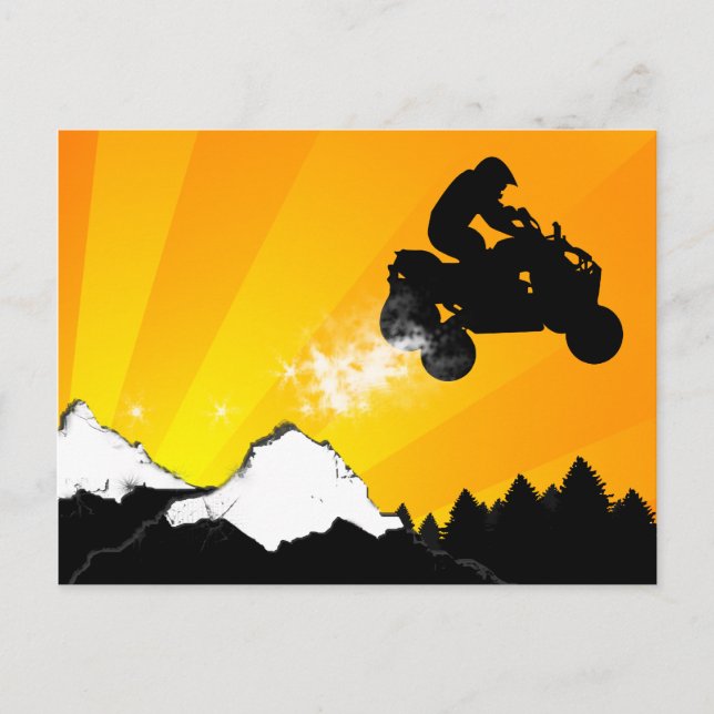 Quads. orangefarbener Sonnenuntergang. Postkarte (Vorderseite)