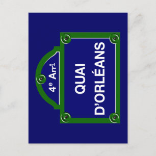 Quai d'Orleans, Pariser Straßenzeichen Postkarte
