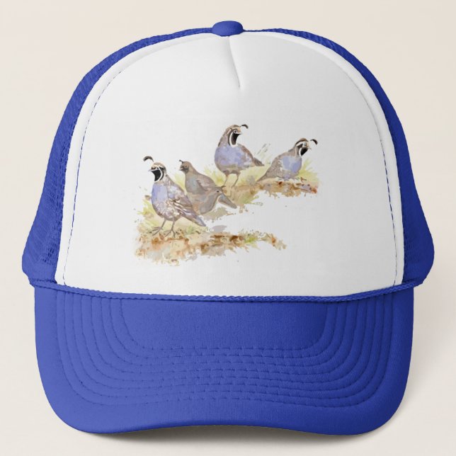 Quai Family Watercolor Bird Art Truckerkappe (Vorderseite)