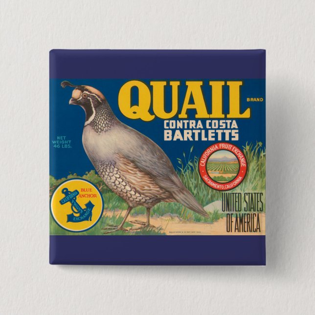 Quail Brand Contra Costa Bartletts Button (Vorderseite)