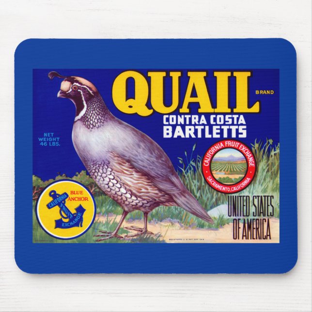 Quail Brand Contra Costa Bartletts Mousepad (Vorne)