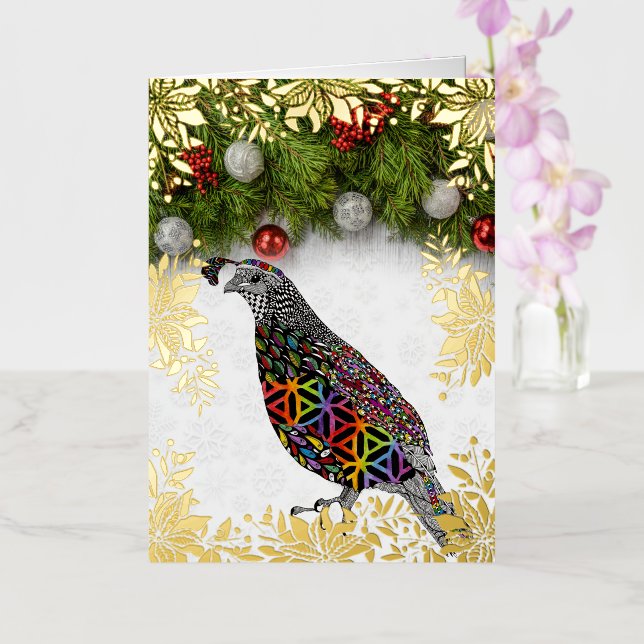 Quail Frohe Weihnachten und glückliches Neues Jahr (Orchidee)