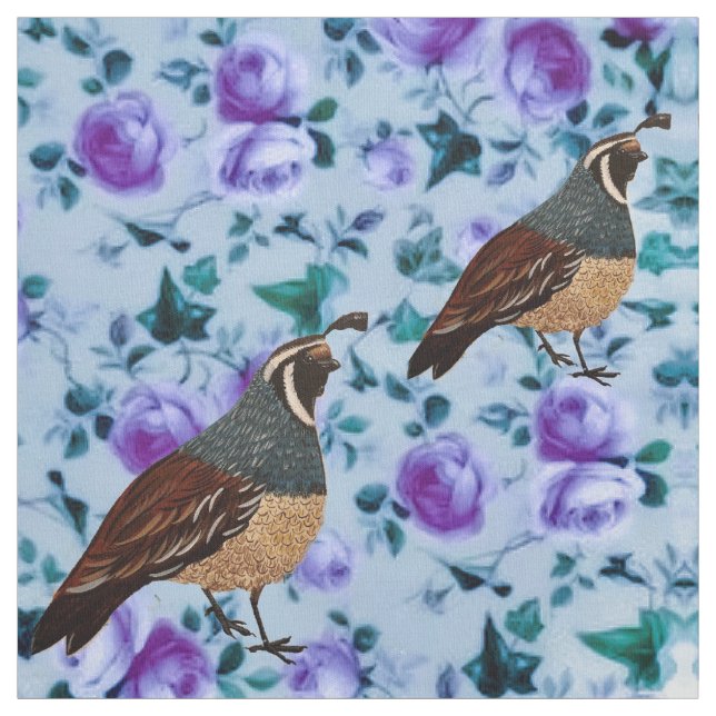 Quail on Chintz Fabric Stoff (Muster)