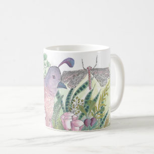 Quail Sitting in Kristallen Kaffeetasse