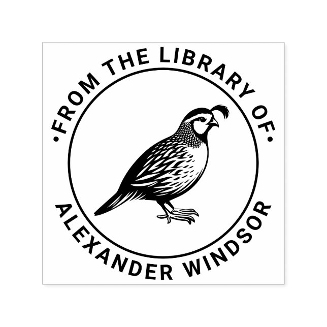 Quail Wild Game Bird Stehender Bibliotheksname Permastempel (Design)
