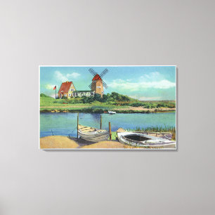 Quaint Cape Cod, View von Windmill und Boats Leinwanddruck