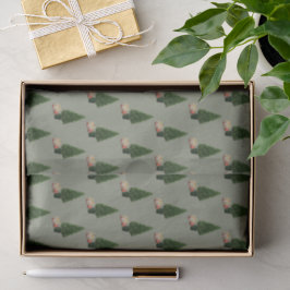 Quaint Christmas Scene Green-Gray Seidenpapier