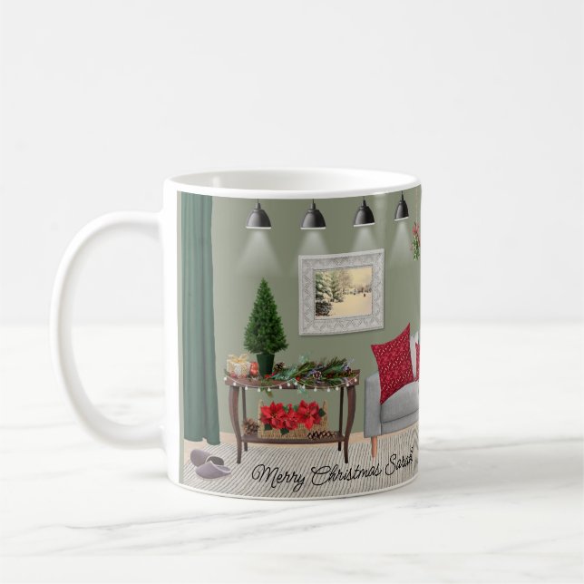 Quaint Christmas Scene Tasse (Links)