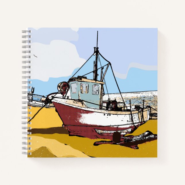 Quaint Fishing Boat Notizbuch (Vorderseite)