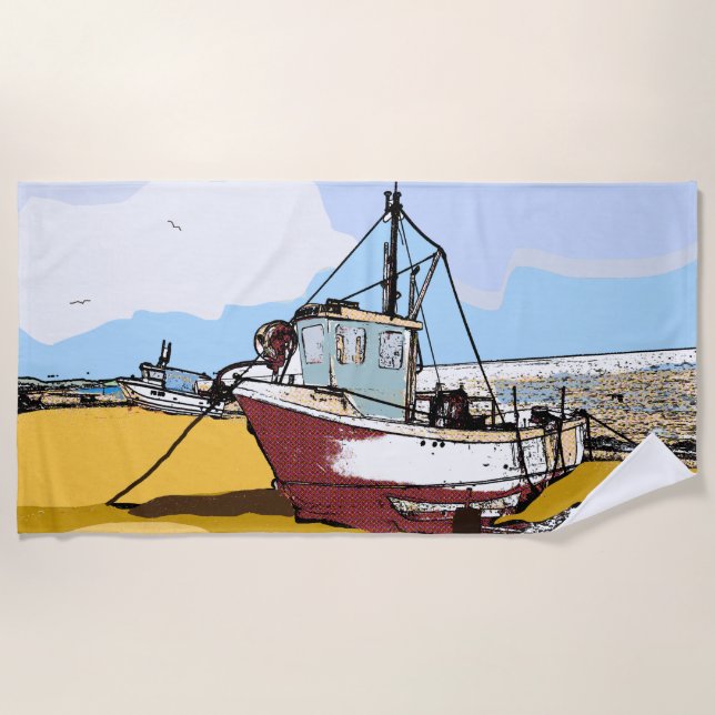 Quaint Fishing Boat Strandtuch (Vorderseite)