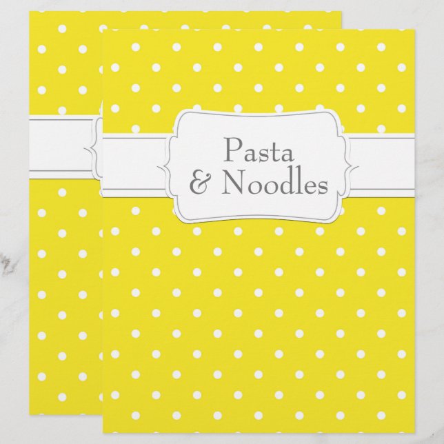 Quaint Gray & Yellow Polka Dot Recipe Division (Vorne/Hinten)