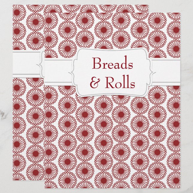 Quaint Maroon Floral Rezept Division (Vorne/Hinten)