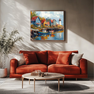 Quaint Seaside Fishing Village Leinwanddruck