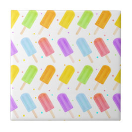 Quaint Tasty Summer Watercolor Popsicle Muster Fliese