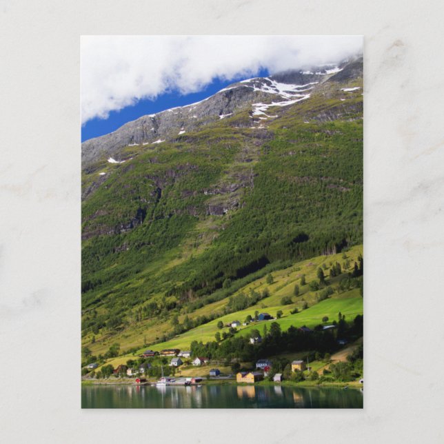 Quaint Village by Fjord, Norwegen Postkarte (Vorderseite)