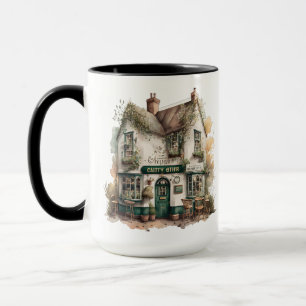 QUAINT WATERCOLOR IRISH LAND DORF SHOP TASSE