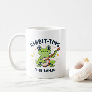 Quakendes Banjo, Süßer Frosch spielt Musik Kaffeetasse