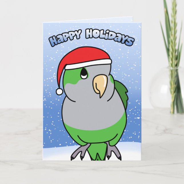 Quaker Parakeet Joyeuses Fêtes Carte de Noël (Devant)
