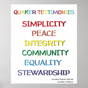 Quaker Testimony Poster Custom