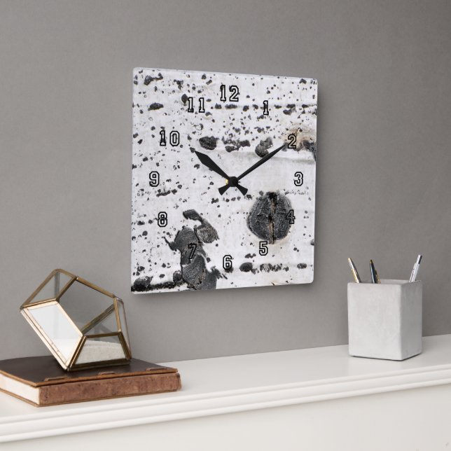 Quaking Aspen Bark Nah up Fotograf Quadratische Wanduhr (Büro)