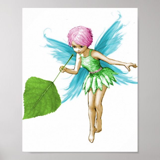 Quaking Aspen Tree Fairy Holding Leaf Poster (Vorne)