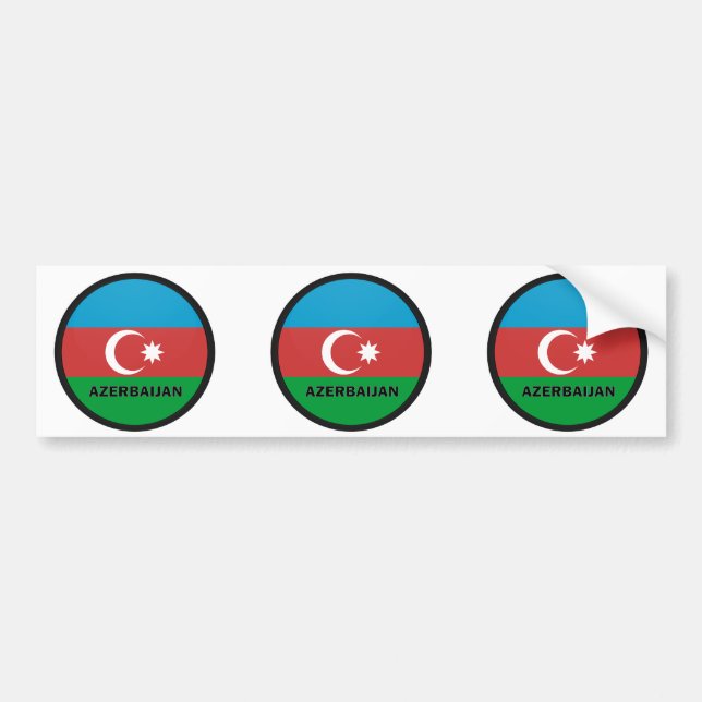 Qualität Aserbaidschans Roundel Flagge Autoaufkleber (Vorne)