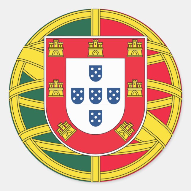 Qualität der portugiesischen Flagge Runder Aufkleber (Vorderseite)