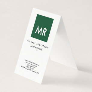 Qualitativ grünes weißes Monogramm Elegant einziga Visitenkarten