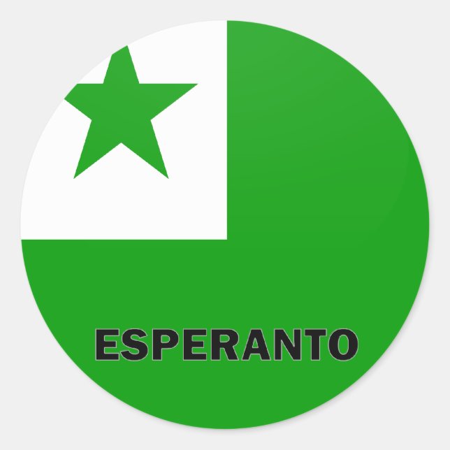 Qualitätsflagge Esperanto Roundel Runder Aufkleber (Vorderseite)