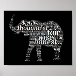 Qualities of an Elephant Word Cloud Poster