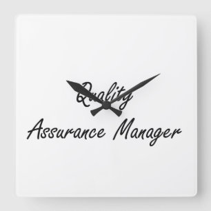 Quality Assurance Manager Artistic Job Design Quadratische Wanduhr