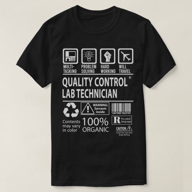 Quality Control Lab Technician MultiTasking Certif T-Shirt (Design vorne)