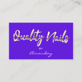 Quality Nails Script QR Code Logo Blue Visitenkarte