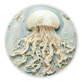 Qualle Art Nouveau Imitats Relief Minze Creme Whit Keramikknauf