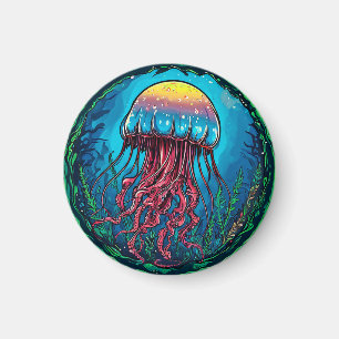 Qualle Cartoon Magnet