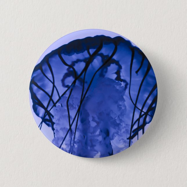 Quallen auf Blau Button (Vorderseite)