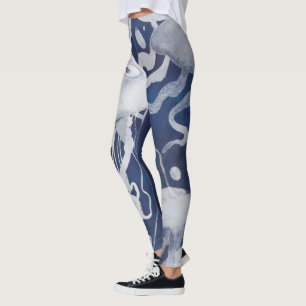 Quallen auf Marine-Hintergrund Leggings