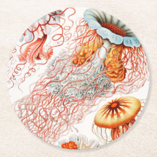 Quallen, Discomedusae von Ernst Haeckel Runder Pappuntersetzer