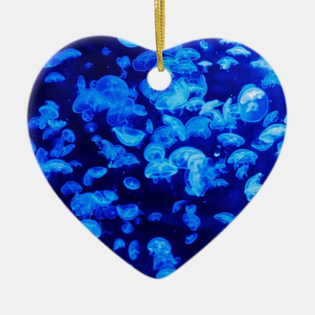 Quallen im tiefen blauen Meer Keramik Ornament (Vorne)