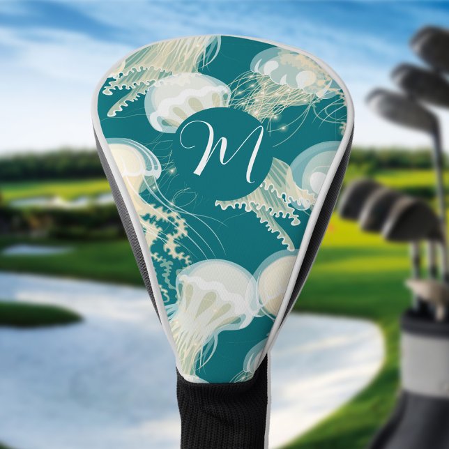 Quallen in Blue Ocean Summer Season Monogram Golf Headcover (Von Creator hochgeladen)