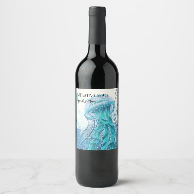 Quallen | Künstlerische Flasche in Grace Weinetikett (Vorderseite)