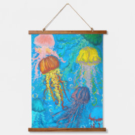 Quallen, Meere, Meer Wandteppich Mit Holzrahmen