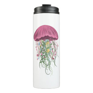 Quallen und Blume Thermosbecher