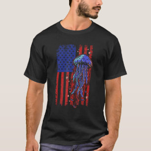 Quallen USA Flagge Meeresbiologe Ozean Tier T-Shirt