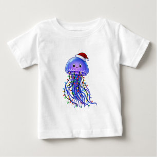 Quallen-Weihnachtsmannhut-Weihnachtslichter Frohe Baby T-shirt