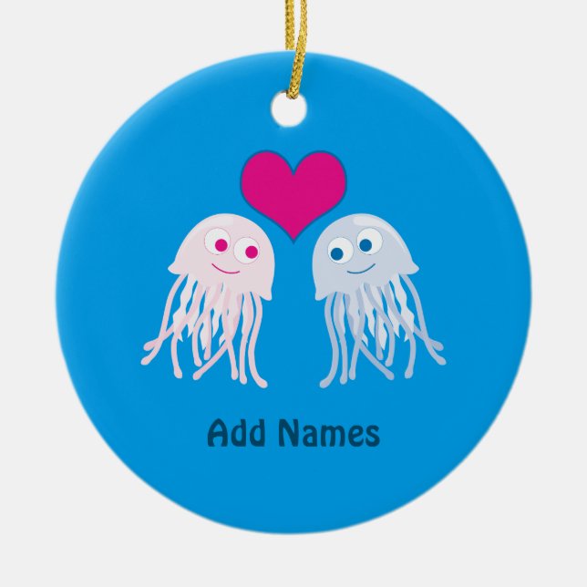 Quallenfisch-Liebe Keramikornament (Vorne)