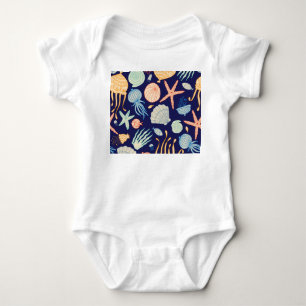 Quallenfische Muscheln Algenmuster Baby Strampler