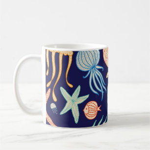 Quallenfische Muscheln Algenmuster Kaffeetasse