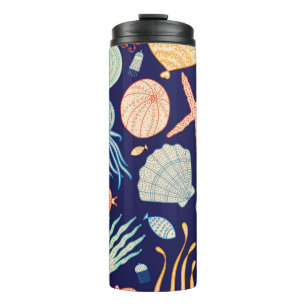 Quallenfische Muscheln Algenmuster Thermosbecher